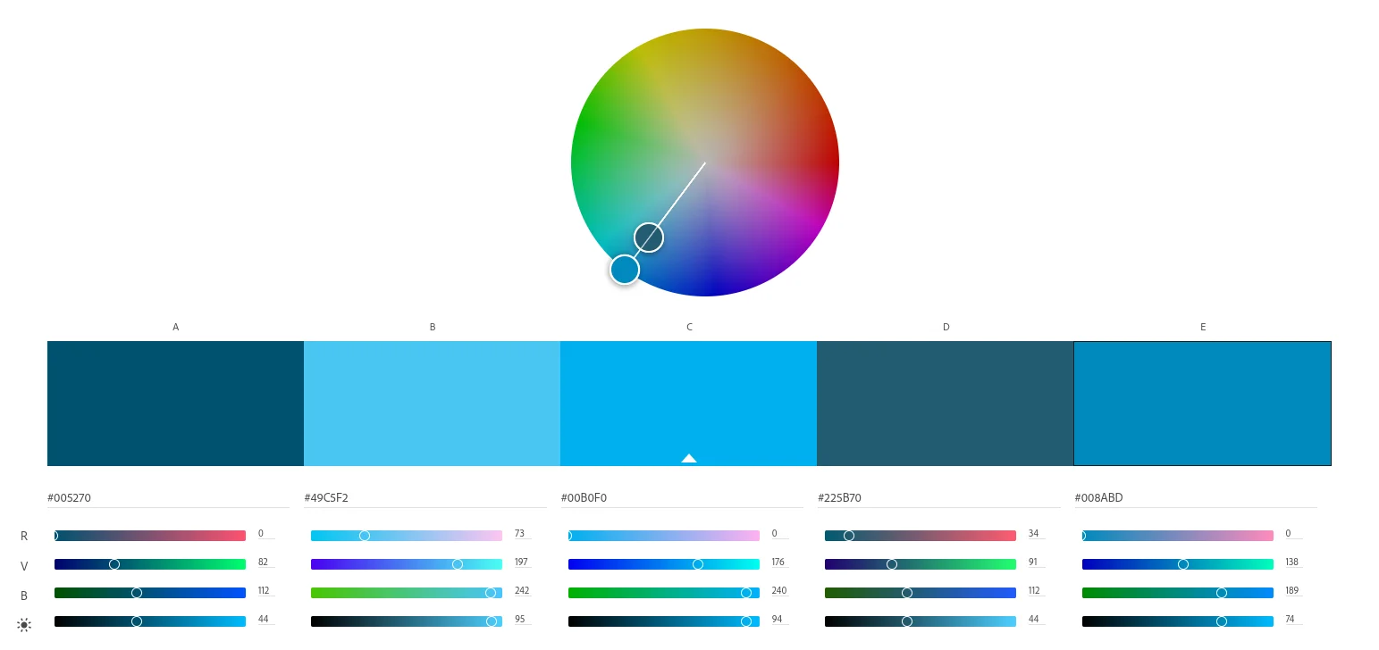 Nuancier d'exemple généré avec Adobe Color